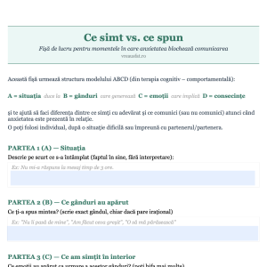 Fișă de lucru gratuită - Ce simt vs. ce spun